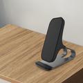 15W Qi Wireless Charger Mobile Phone Desk Fast Charging Stand für iPhone Samsung - Schwarz/Schwarz