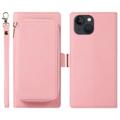 iPhone 14 Plus 2-in-1 Magnetische Wallet Hülle mit Reißverschluss - Rosa