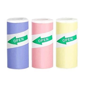 3 Rollen selbstklebendes Thermodruckpapier für Drucker - 57x25mm - Blau / Rosa / Gelb