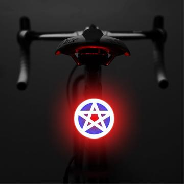 3664 Kreative Fahrrad-Rücklicht IPX2 wasserdicht kleine Fahrrad-LED-Licht Unterstützung USB-Ladung für Outdoor-Radsport - Fünfzackiger Stern