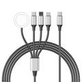 4-in-1 geflochtenes Ladekabel - Typ-C, Lightning, Micro USB, Apple Watch - 1.2m