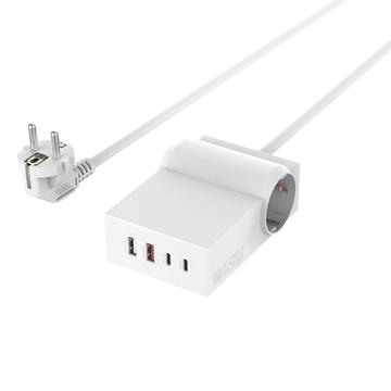 4smarts Desk GaN 6-in-1 Steckdosenleiste - 2x EU-Stecker, 2x USB-C, 2x USB-A - Weiß