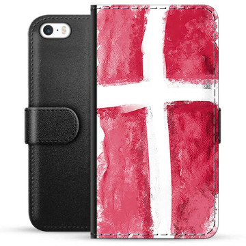 iPhone 5/5S/SE Premium Schutzhülle mit Geldbörse - Dänische Flagge