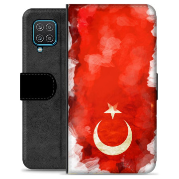 Samsung Galaxy A12 Premium Schutzhülle mit Geldbörse - Türkische Flagge