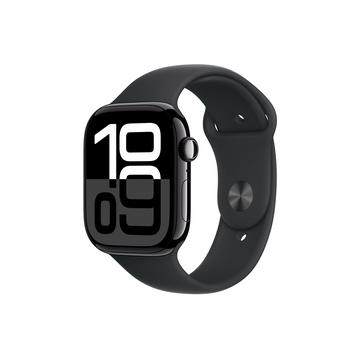 Apple Watch 10 GPS MWWQ3QN/A - Aluminium, schwarzes Sportband, M/L, 46mm - Tiefschwarz