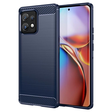 Motorola Edge 40 Pro/Edge+ (2023) Gebürstete TPU Hülle - Karbonfaser - Blau