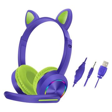 Cat Ears AKZ-020 Over-Ear-Kopfhörer für Kinder / Gaming-Headset mit Mikrofon - lila