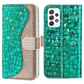 Croco Bling Serie Samsung Galaxy A53 5G Wallet Hülle - Grün