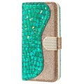 Croco Bling Serie Samsung Galaxy A53 5G Wallet Hülle - Grün