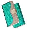 Croco Bling iPhone 12/12 Pro Wallet Schutzhülle - Grün