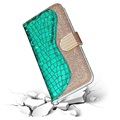 Croco Bling iPhone 12/12 Pro Wallet Schutzhülle - Grün