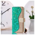 Croco Bling iPhone 12/12 Pro Wallet Schutzhülle - Grün