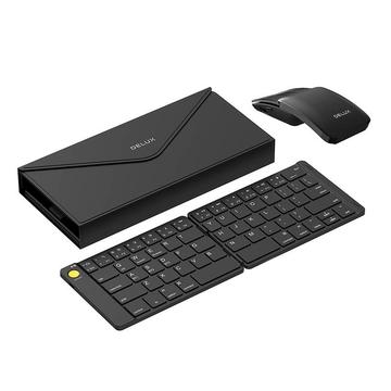 Delux KF10 klappbare kabellose Tastatur & MF10PRO Maus Set - Schwarz