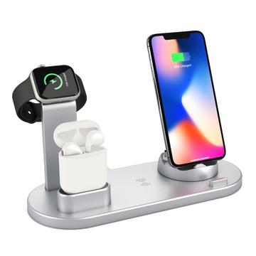 Dockingstation mit QI Wireless Ladegerät UD15 - Silber