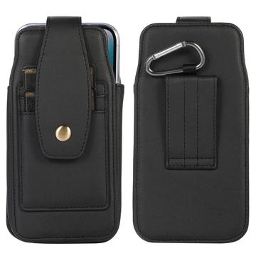 Elegantes Universal-Gürtelclip-Etui 6.7" - Kartenschlitze, Karabiner - Schwarz