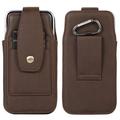 Elegantes Universal-Gürtelclip-Etui 6.7" - Kartenschlitze, Karabiner - Kaffee