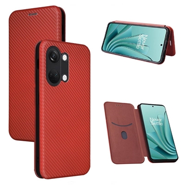 OnePlus Ace 2V/Nord 3 Flip Case - Karbonfaser - Braun