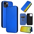 iPhone 15 Plus Flip Case - Karbonfaser - Blau