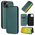 iPhone 15 Plus Flip Case - Karbonfaser - Grün