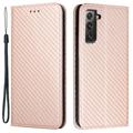 Samsung Galaxy S23+ 5G Wallet Hülle - Karbonfaser - Roségold