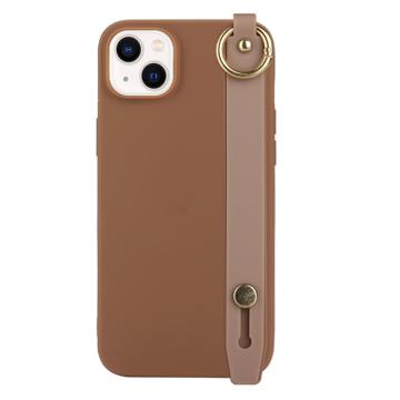 Candy Color iPhone 14 Plus TPU Hülle mit Handschlaufe - Kaffee