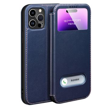 Dual View iPhone 14 Pro Max Leder Flip Case