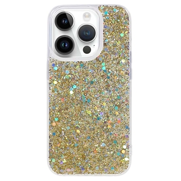 iPhone 15 Pro Glitter Flakes TPU Hülle - Gold