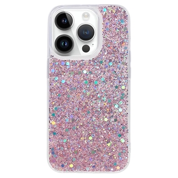 iPhone 15 Pro Max Glitter Flakes TPU Hülle - Rosa