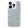 iPhone 15 Pro Max Glitter Flakes TPU Hülle - Silber