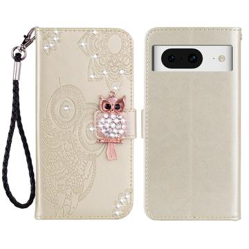 Google Pixel 8 Eule Strass Wallet Case