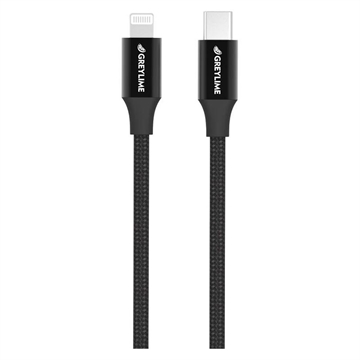 GreyLime 18W Geflochtenes USB-C / Lightning Kabel - MFi-Zertifiziert - 2m - Schwarz