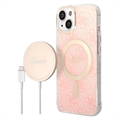 Guess 4G Edition Bundle Pack iPhone 14 Hülle & Drahtloses Ladegerät - Rosa