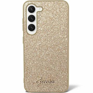 Samsung Galaxy S24 Guess Glitter Flakes Metal Logo Hybrid Hülle - Gold