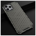 Honeycomb Armored iPhone 14 Pro Hybrid Hülle - Schwarz