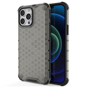 Honeycomb Armored iPhone 14 Pro Max Hybrid Hülle - Schwarz