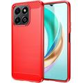 Honor X6b Gebürstete TPU Hülle - Karbonfaser - Rot