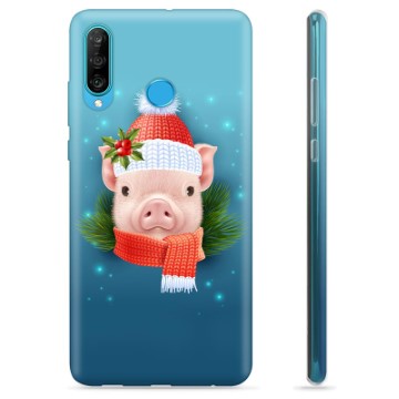 Huawei P30 Lite TPU Hülle - Winter Schweinchen