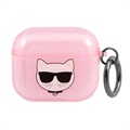 Karl Lagerfeld Glitter Choupette Head AirPods 3 TPU Hülle - Rosa