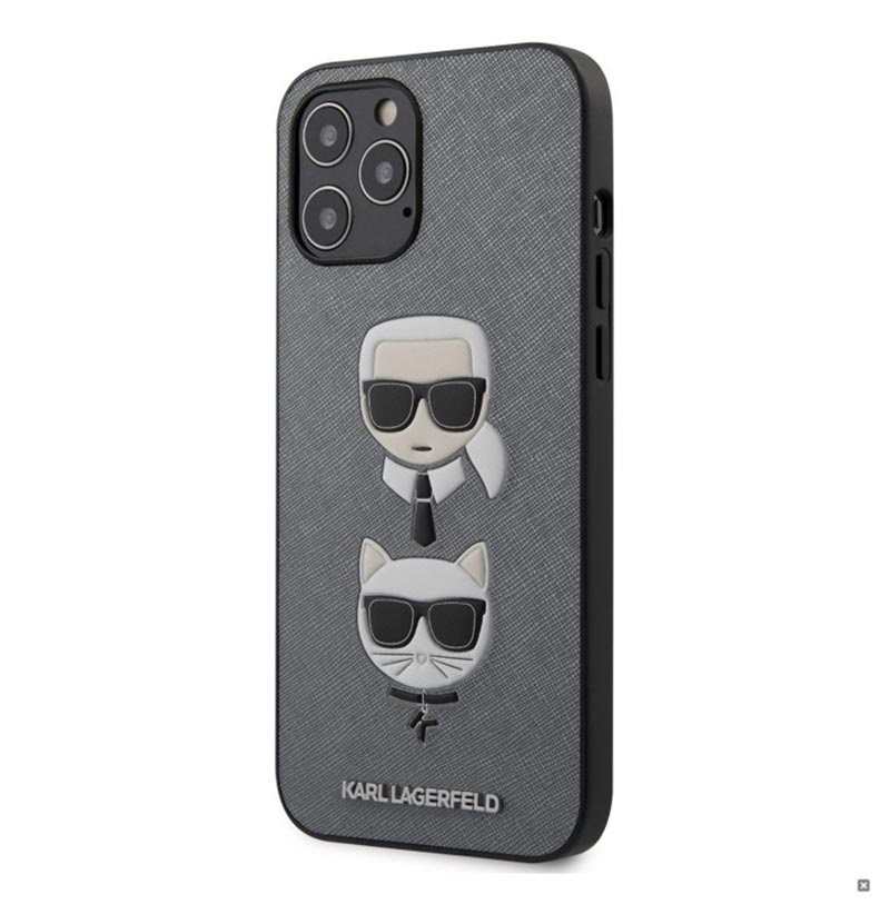 Karl Lagerfeld iPhone 12 Pro Max Hülle - Karl & Choupette - Silber