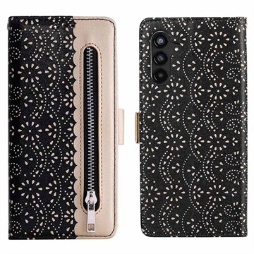 Lace Pattern Samsung Galaxy A13 5G Wallet Hülle - Schwarz