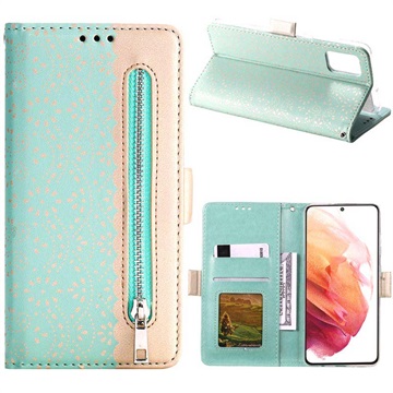 Lace Pattern Samsung Galaxy A53 5G Wallet Hülle - Grün