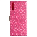 Lace Pattern Samsung Galaxy A70 Wallet Hülle - Hot Pink