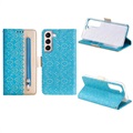 Lace Pattern Samsung Galaxy S22 5G Wallet Hülle - Blau