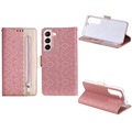 Lace Pattern Samsung Galaxy S22 5G Wallet Hülle - Rosa