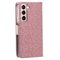 Lace Pattern Samsung Galaxy S22 5G Wallet Hülle - Rosa