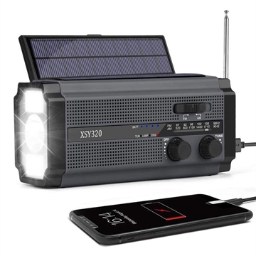 Lippa LPFMR02 FM Notfallradio mit Handkurbel, Solarpanel, Powerbank 4500mAh - Schwarz