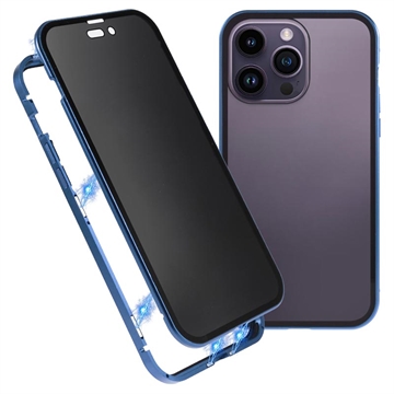 iPhone 15 Pro Magnetisches Cover mit Sichtschutz aus Gehärtetem Glas (Offene Verpackung - Bulk Befriedigend) - Blau