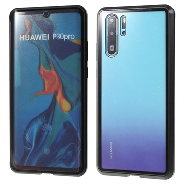 Huawei P30 Pro Magnetisches Hülle mit Panzerglas - 9H - Schwarz