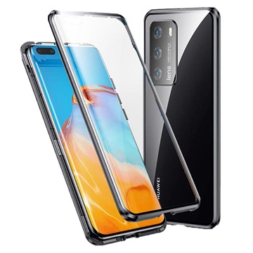 Huawei P40 Magnetisches Cover mit Panzerglas - Schwarz