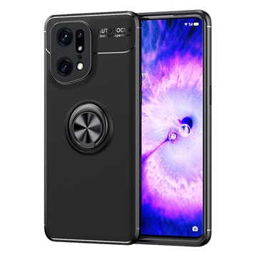 Oppo Find X5 Pro Magnetische Schutzhülle mit Ringhalter - Schwarz